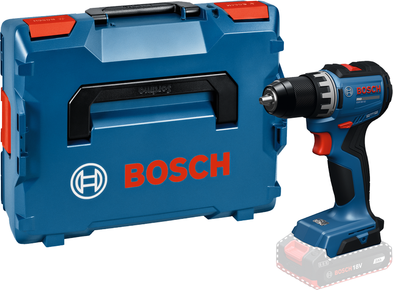 Bosch GSR18V-52 sladdlös borrmaskin med blå bärväska.