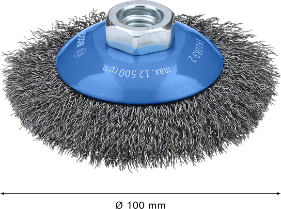 Bosch Metal Clean fasborste 100 x 0,5 mm för vinkelslipmaskiner.