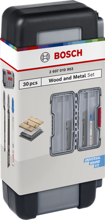 Bosch sticksågbladssats för trä och metall, 30 delar i etui.
