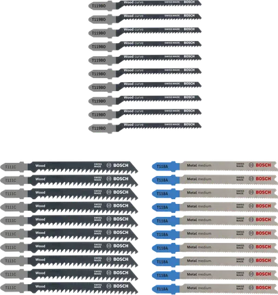 Bosch sticksågbladssats för trä och metall, 30 delar.