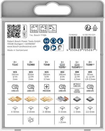 Bosch Avancerat set med sticksågblad för trä och metall, 10 delar.