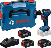 Bosch GSB 18V-52 sladdlös borrmaskin med batterier och väska.