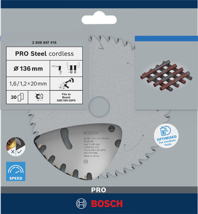 Bosch PRO Steel sladdlös 136 mm armeringsstålsskärblad.