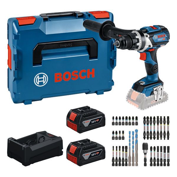 Bosch borrmaskinsats med tillbehör.