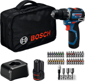 Bosch GSB 12V-32 sladdlös borrmaskin med tillbehör.