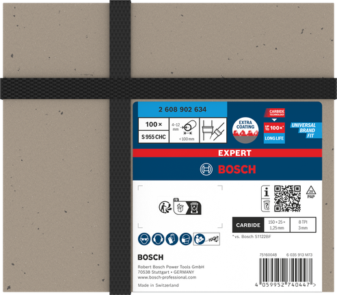 Bosch EXPERT tjocka, tåliga metallblad S955CHC för tigersågar, 100-pack.