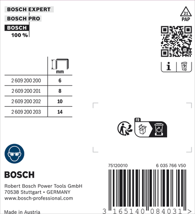 Bosch plattrådsklammer typ 51/14, 14 mm längd.