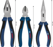 Bosch tångset med flerkomponentshandtag, 3 delar.