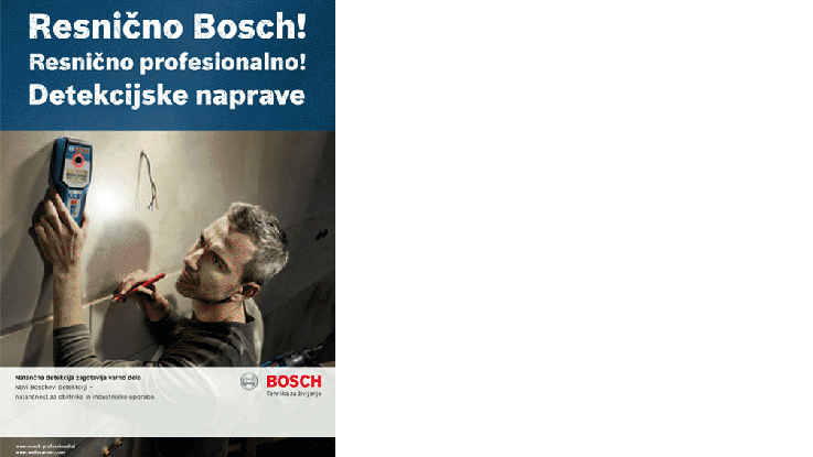 Moški uporablja Bosch detekcijsko napravo na steni.