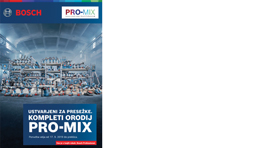 Izdelki Bosch Professional so razporejeni na policah v svetlem prostoru.