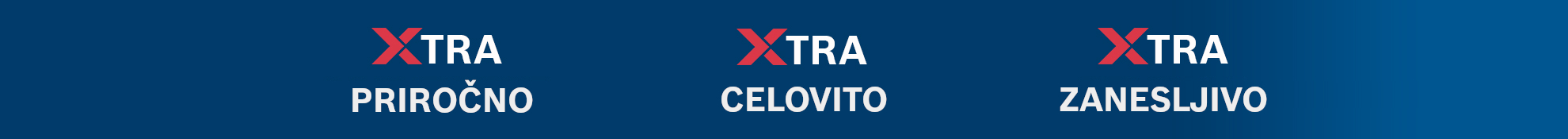 Bela zanka s pisanimi napisi "XTRA" na temni podlagi.