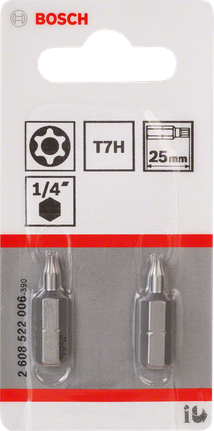 Bosch T7H Security-Torx® izvijačni nastavki 1/4″, 25 mm.
