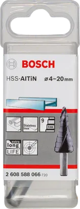 Stopničasti sveder Bosch HSS-AlTiN 4–20 mm.