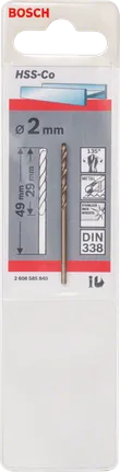 Bosch 2 mm HSS-Co sveder za kovino DIN 338.
