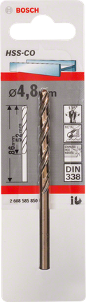 Bosch sveder za kovino HSS-Co 4,8 mm DIN 338.