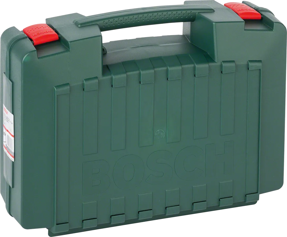 Bosch plastični kovček K z ročajem in rdečimi zapahi.