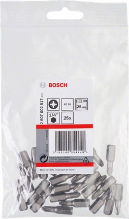 Komplet Bosch 1/4″ PZ 2R 25 mm izvijačnih nastavkov.