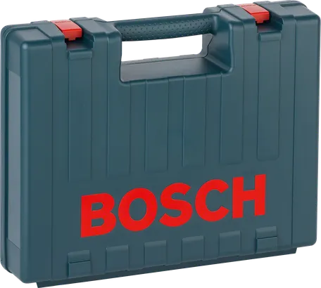 Bosch plastični kovček z ročajem in rdečimi zapahi.