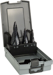 Komplet stopničastih svedrov HSS-AlTiN s trirobim vpenjalnim steblom