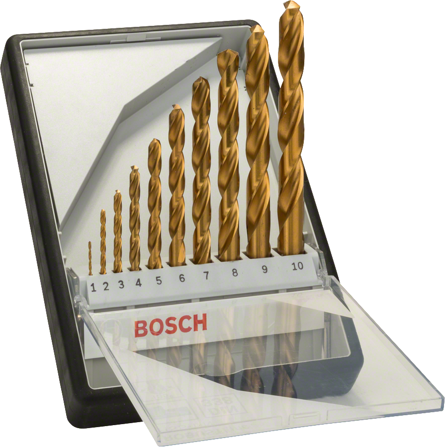 Bosch 10-delni komplet kovinskih svedrov Robust Line HSS-TiN.