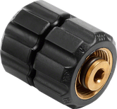 Črni plastični priključek za cev.