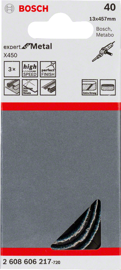 Brusilni trak Bosch X450 13x457 mm za kovino, granulacija 40.