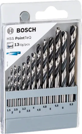 Komplet spiralnih svedrov Bosch HSS, 13 kosov, 1,5–6,5 mm.