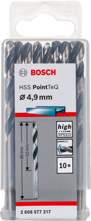Komplet spiralnih svedrov Bosch HSS PointTeQ 4,9 mm.