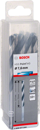 Komplet svedrov Bosch HSS PointTeQ 7,6 mm.