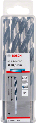 Komplet spiralnih svedrov Bosch HSS PointTeQ 10,6 mm.