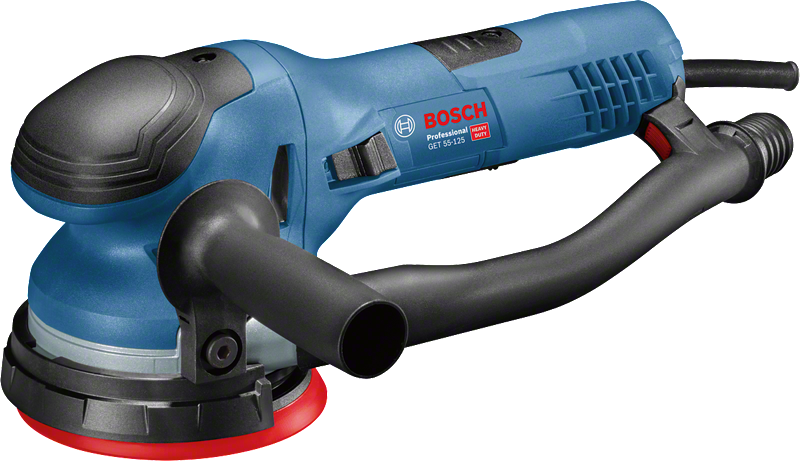 Brusilnik z ekscentričnimi orbitami Bosch GET 55-125 s 125 mm brusno ploščo.