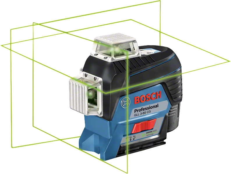 Bosch laserski nivelir GLL 3-80 CG z zelenimi žarki.