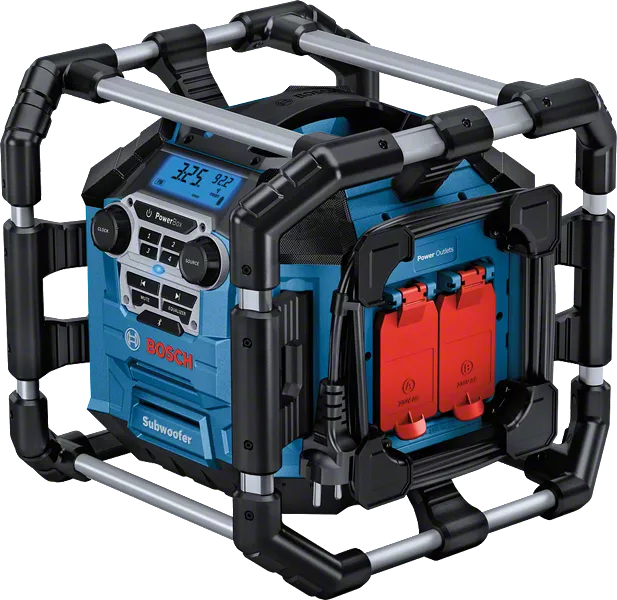 Radio Bosch GPB 18V-5 C z nizkotoncem in dvojnimi vtičnicami.