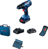 Komplet akumulatorskega vrtalnika Bosch GSR 180-LI s kovčkom in priborom.
