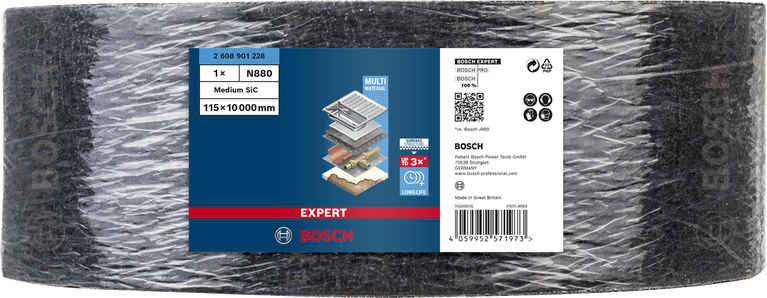 Bosch flis v roli 115 mm x 10 m, srednji.