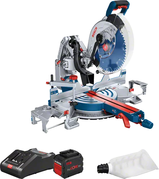 Bosch GCM18V-305 akumulatorska kotna žaga s kompletom baterij.