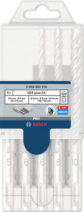 Komplet udarnih svedrov Bosch PRO SDS plus-5X 5/6/6/8/10 mm.