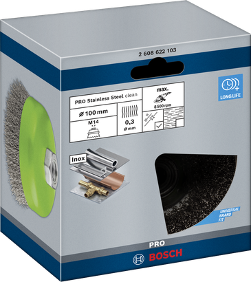 Bosch PRO krtača za čiščenje skodelic iz nerjavečega jekla 100 x 0,3 mm.