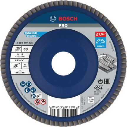 Bosch PRO X571 lamelni brusni disk 115 mm G60 za brušenje kovin.