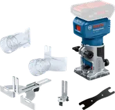 Bosch GLF 18V-8 akumulatorski obrezovalnik laminata z dodatki.