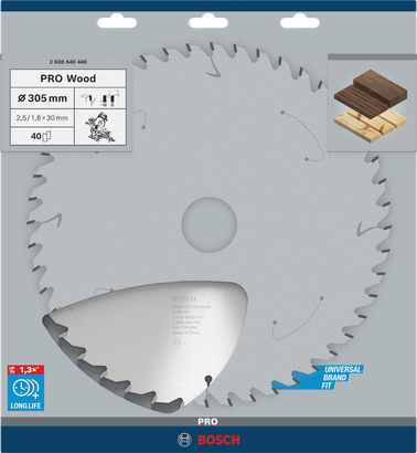 List krožne žage Bosch PRO Wood 305 × 2,5 × 30 mm 40T.