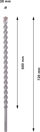 Sveder za naravni kamen Bosch PRO SDS max-9 s premerom 28 mm.