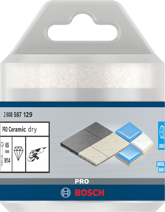 Bosch PRO keramični suhi rezalnik jeder 65 × 35 × 14 mm.