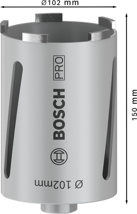 Bosch PRO vrtalni kronski jedro za suho vrtanje 102 x 150 mm G 1/2-palca.