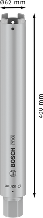 Bosch PRO vrtalni kronski jedro za suho rezanje 62 x 400 mm 1 1/4-palčni UNC.
