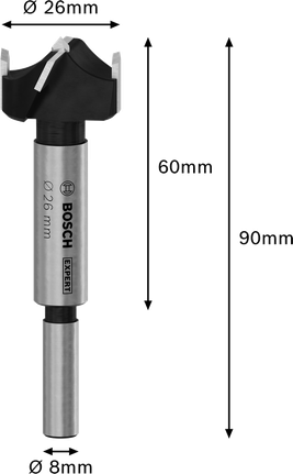Bosch sveder za rezanje tečajev iz laminiranega lesa EXPERT, premer 26 mm.