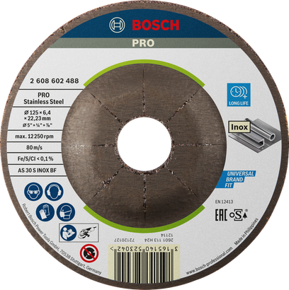 Bosch PRO brusilni disk iz nerjavečega jekla 125 mm za nerjaveče jeklo.