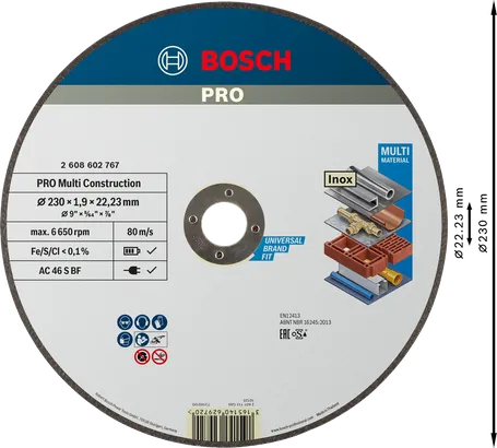 Bosch PRO rezalni disk za več materialov 230 mm za univerzalno uporabo.