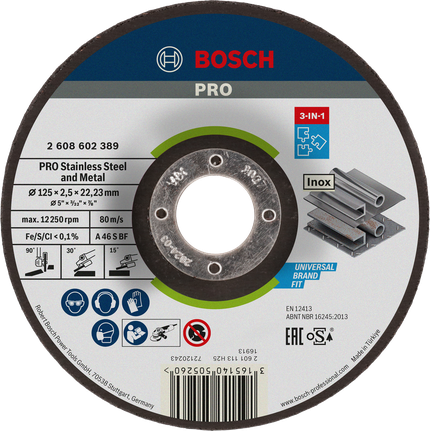Bosch PRO 3-v-1 disk za nerjaveče jeklo in kovino 125 mm.