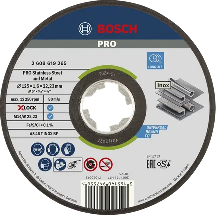 Bosch PRO rezalni disk iz nerjavečega jekla X-Lock 125 mm.